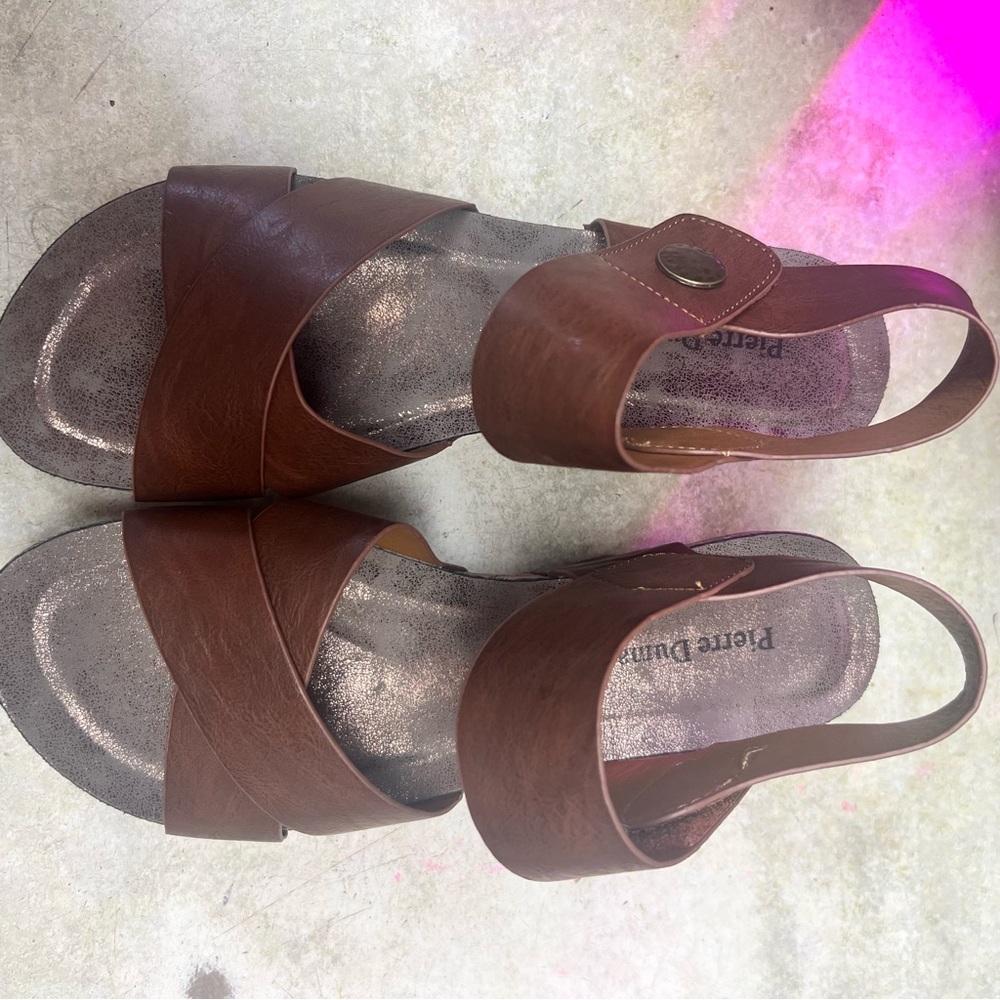 Pierre Dumas Women's Chantal-4 Wedge Sandal Sz 10 in Whiskey Like New! - Picture 4 of 10